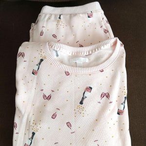 Ladies Size Med. Pink Print Long Sleeve Pajama Set By Lauren Conrad